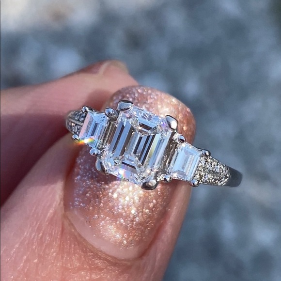SOLD!! TACORI GIA Emerald Cut Diamond Engagement Ring 1.00 F SI1 Center - Picture 4 of 17